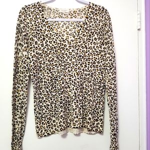 Equipment Leopard Print Silk Sweater Size XS
